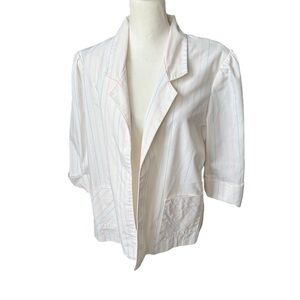 Vtg 80s wentworth gallery Women's medium White pink striped pastel Blazer cruise